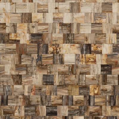 Petrified Wood Retro Block Pattern Semi-Precious Stone Slab