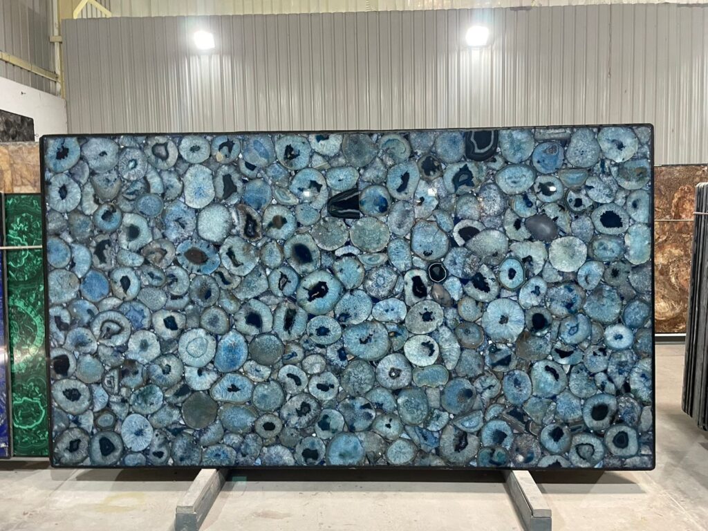 Brazilian Blue Light Semi-Precious Stone Slab