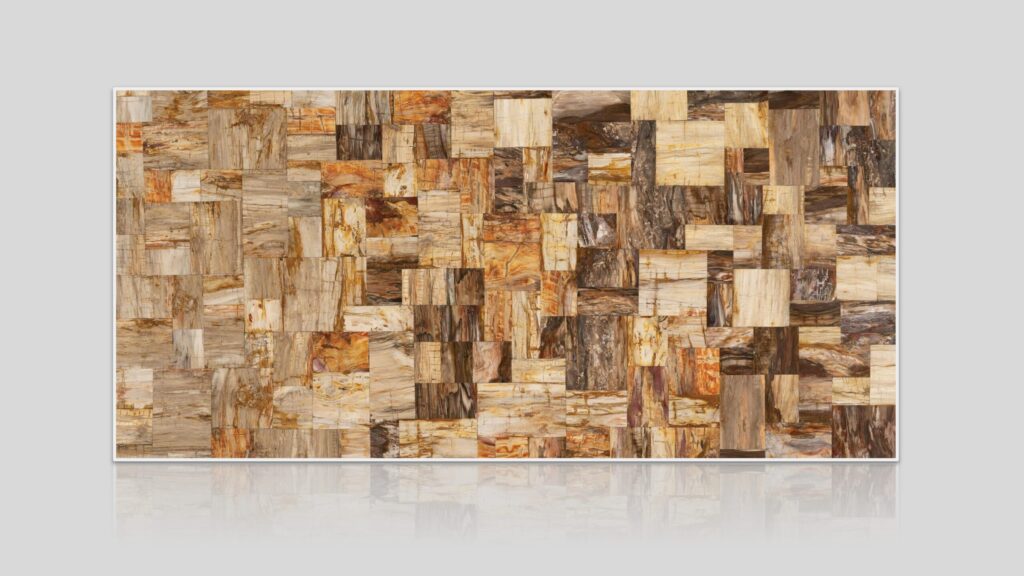 Brown Petrified Wood Retro Butt Joint Semi-Precious Stone Slab