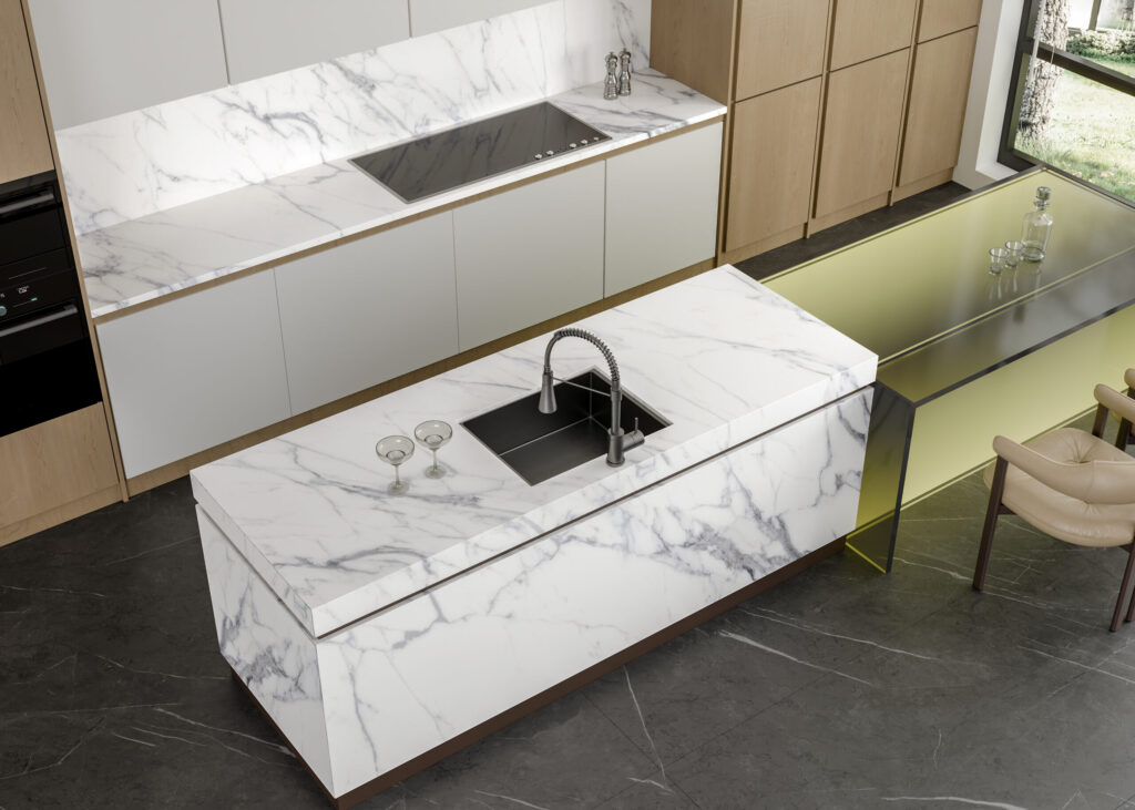 Carrara Italy Keramiek Bij Natuursteen Slab