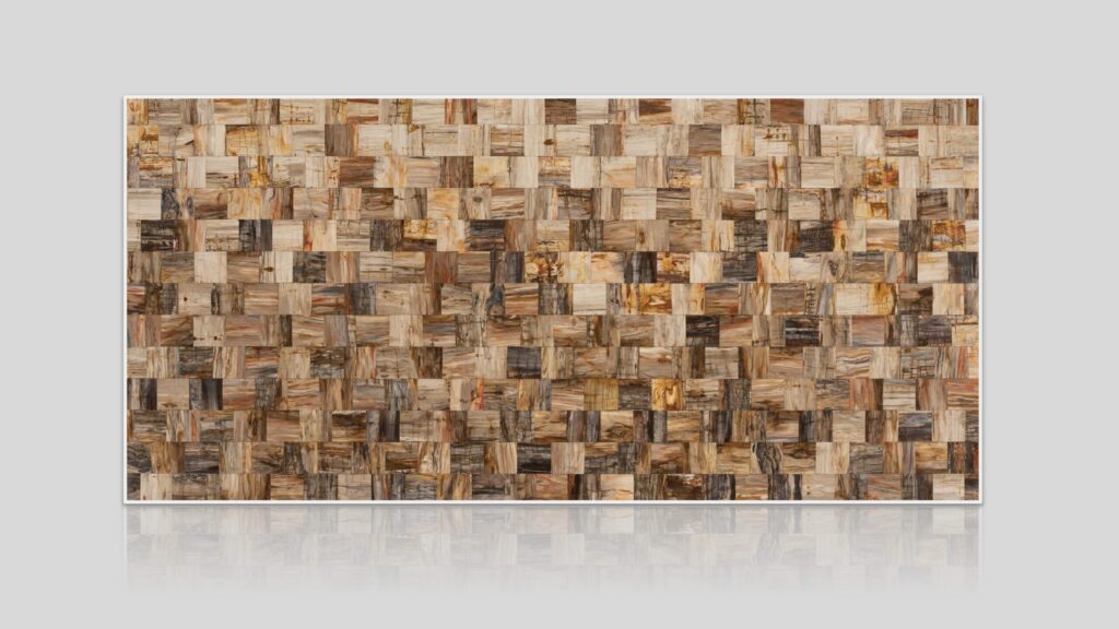 Petrified Wood Retro Block Pattern Semi-Precious Stone Slab