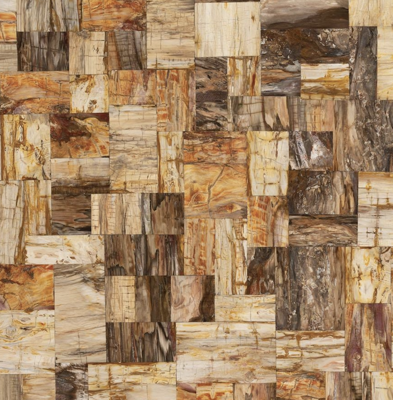 Brown Petrified Wood Retro Butt Joint Semi-Precious Stone Slab
