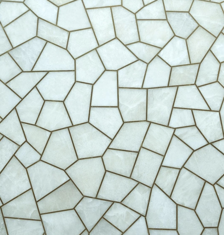 White Quartz brass Semi-Precious Stone Slab
